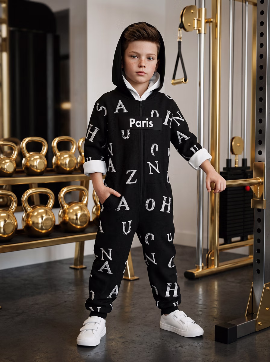 Active Wear AI virtual try-on — Gym Track Pant T-Shirt Activewear Kids Track fashion model photoshoot by VERA Fashion AI
