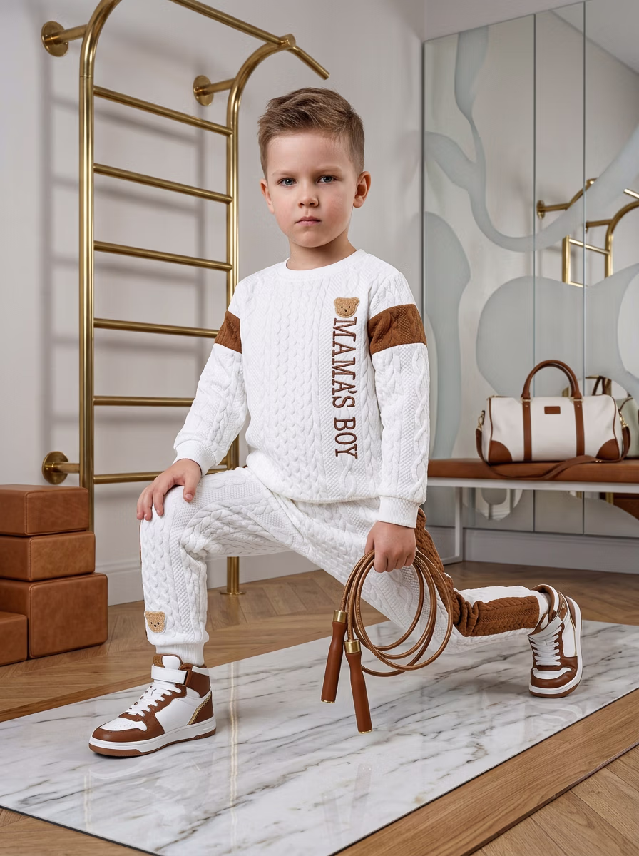 Active Wear AI virtual try-on — Gym Track Pant T-Shirt Activewear Kids Track fashion model photoshoot by VERA Fashion AI