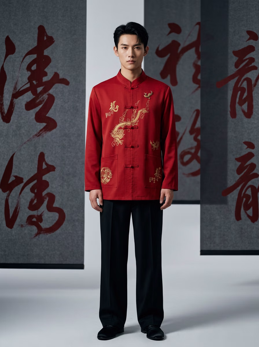 East Asian Changshan 长衫 AI virtual try-on — Changshan 长衫 fashion model photoshoot by VERA Fashion AI