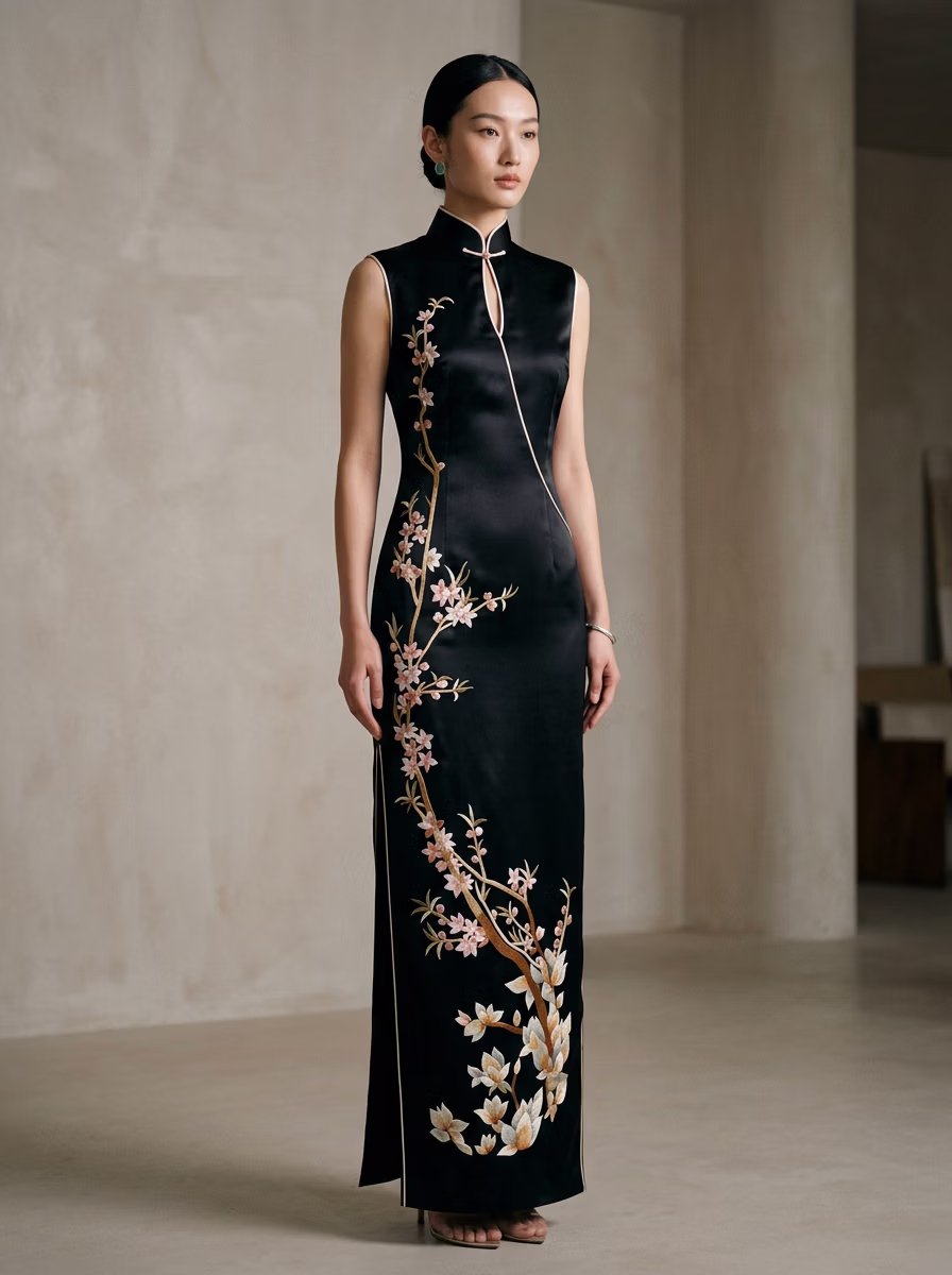 East Asian Chinese Qipao Cheongsam 旗袍 AI fashion photoshoot and virtual try-on gallery