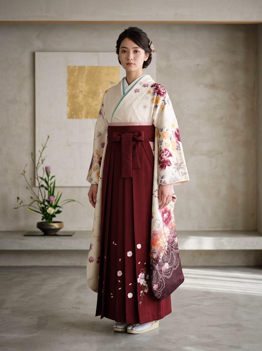 East Asian Hakama 袴 AI fashion photoshoot and virtual try-on gallery