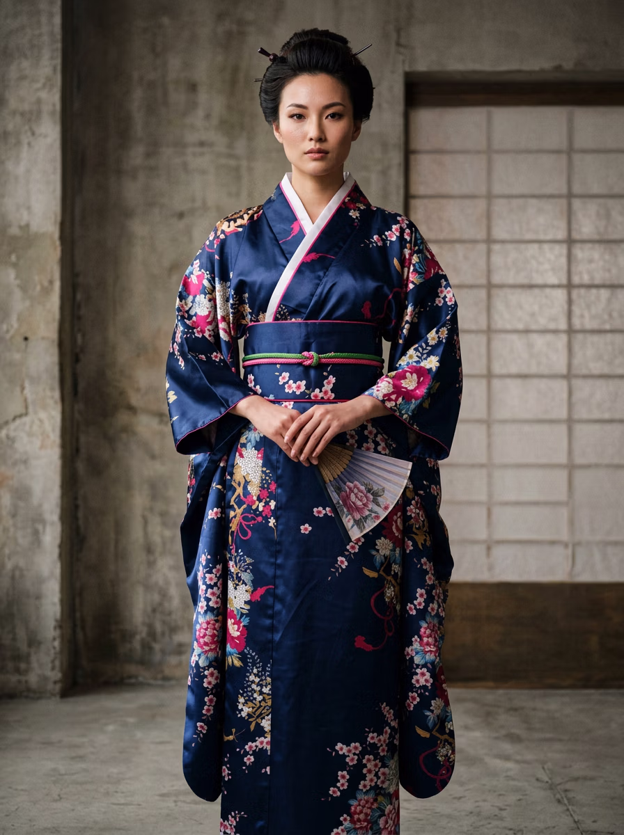 East Asian Kimono AI fashion photoshoot and virtual try-on gallery