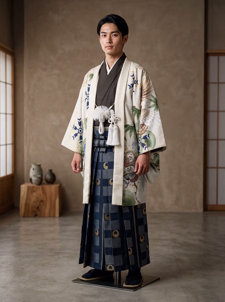 East Asian Kimono AI virtual try-on — Men's Kimono 着物 fashion model photoshoot by VERA Fashion AI