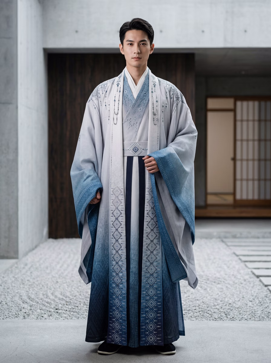 East Asian Kimono AI virtual try-on — Men's Kimono 着物 fashion model photoshoot by VERA Fashion AI