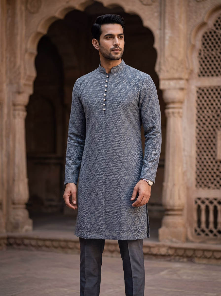 Indian Men's Kurta Pajama AI virtual try-on — Kurta Pajama Indian Athics Taditional fashion model photoshoot by VERA Fashion AI