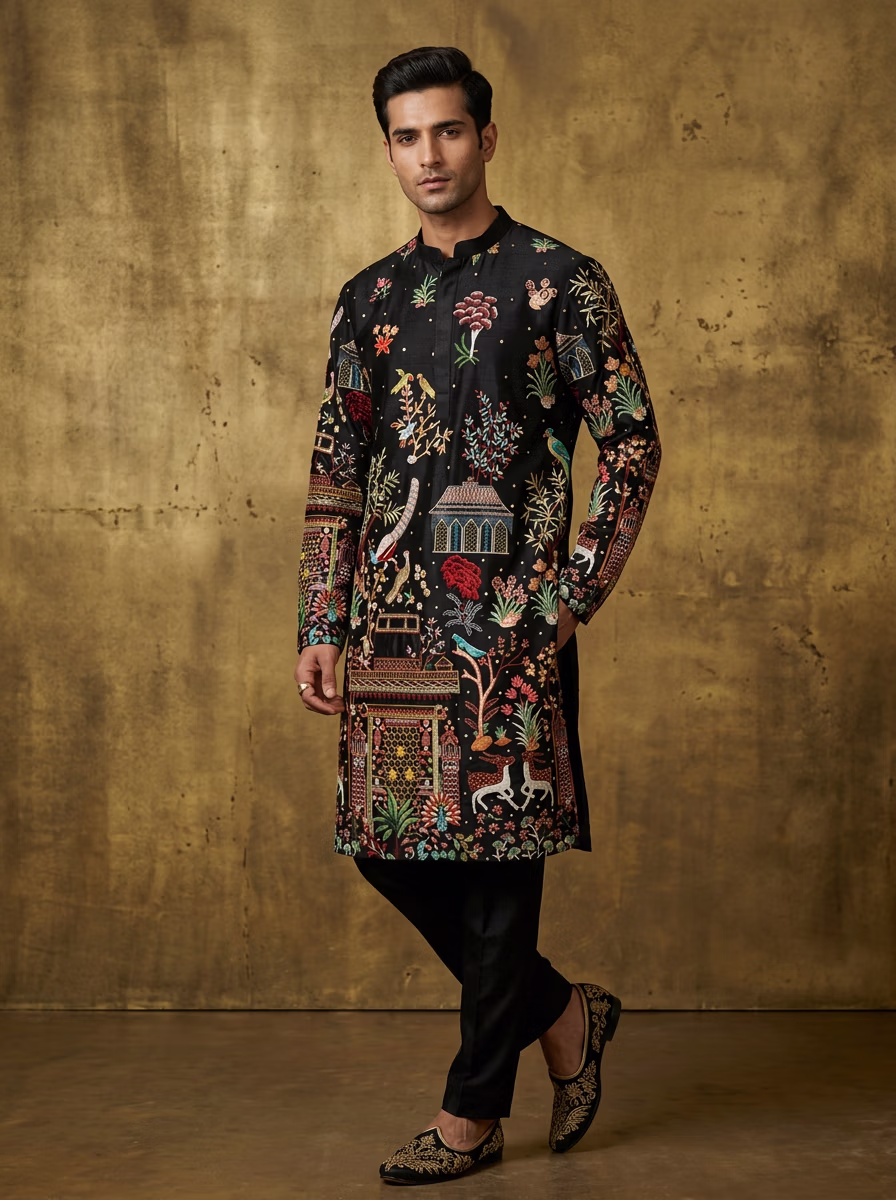 Indian Men's Kurta Pajama AI virtual try-on — Kurta Pajama Indian Athics Taditional fashion model photoshoot by VERA Fashion AI