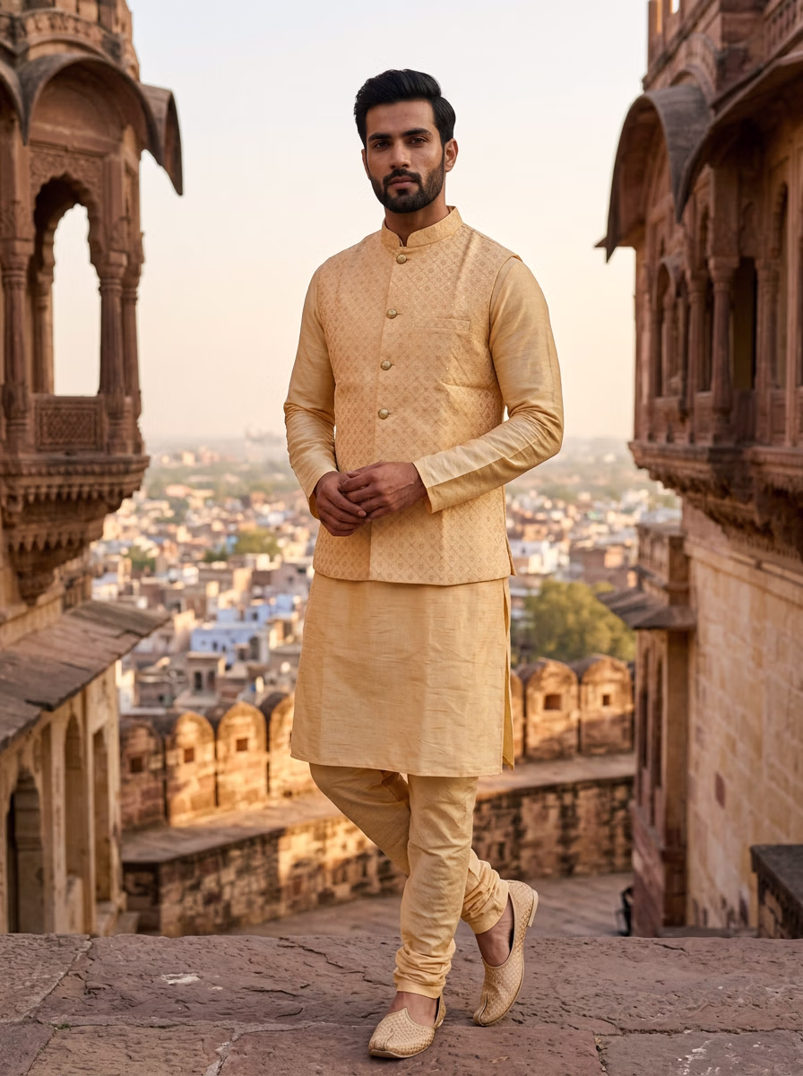 Indian Men's Kurta Pajama AI virtual try-on — Kurta Pajama Indian Athics Taditional fashion model photoshoot by VERA Fashion AI