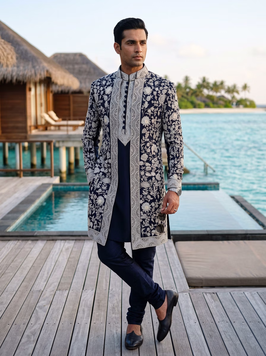 Indian Men's Sherwani AI virtual try-on — Sherwani Indian Ethnic Traditional Men fashion model photoshoot by VERA Fashion AI