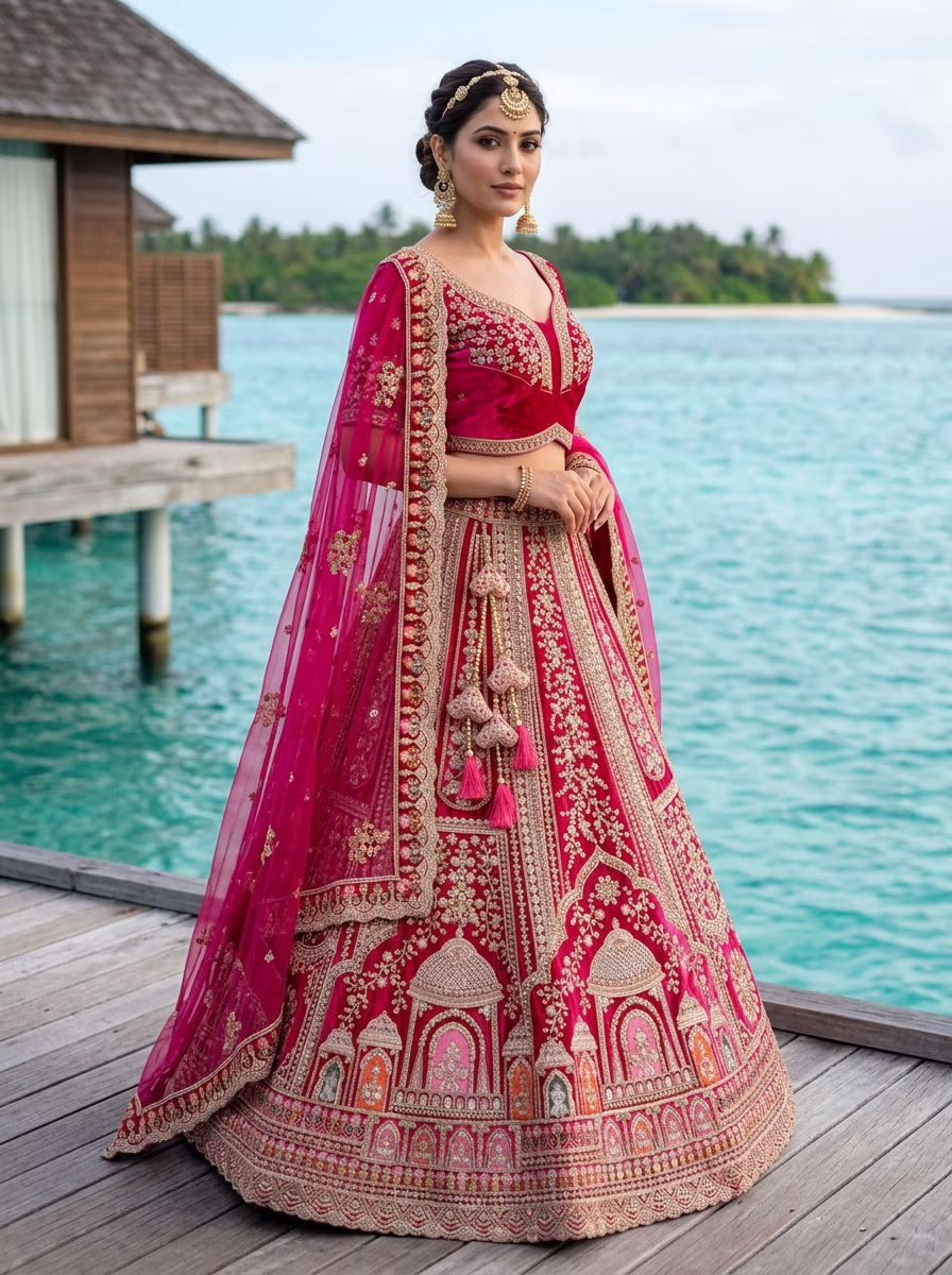 Indian Women's Lehenga Choli AI virtual try-on — Chaniya Choli Wedding Lehenga Choli fashion model photoshoot by VERA Fashion AI