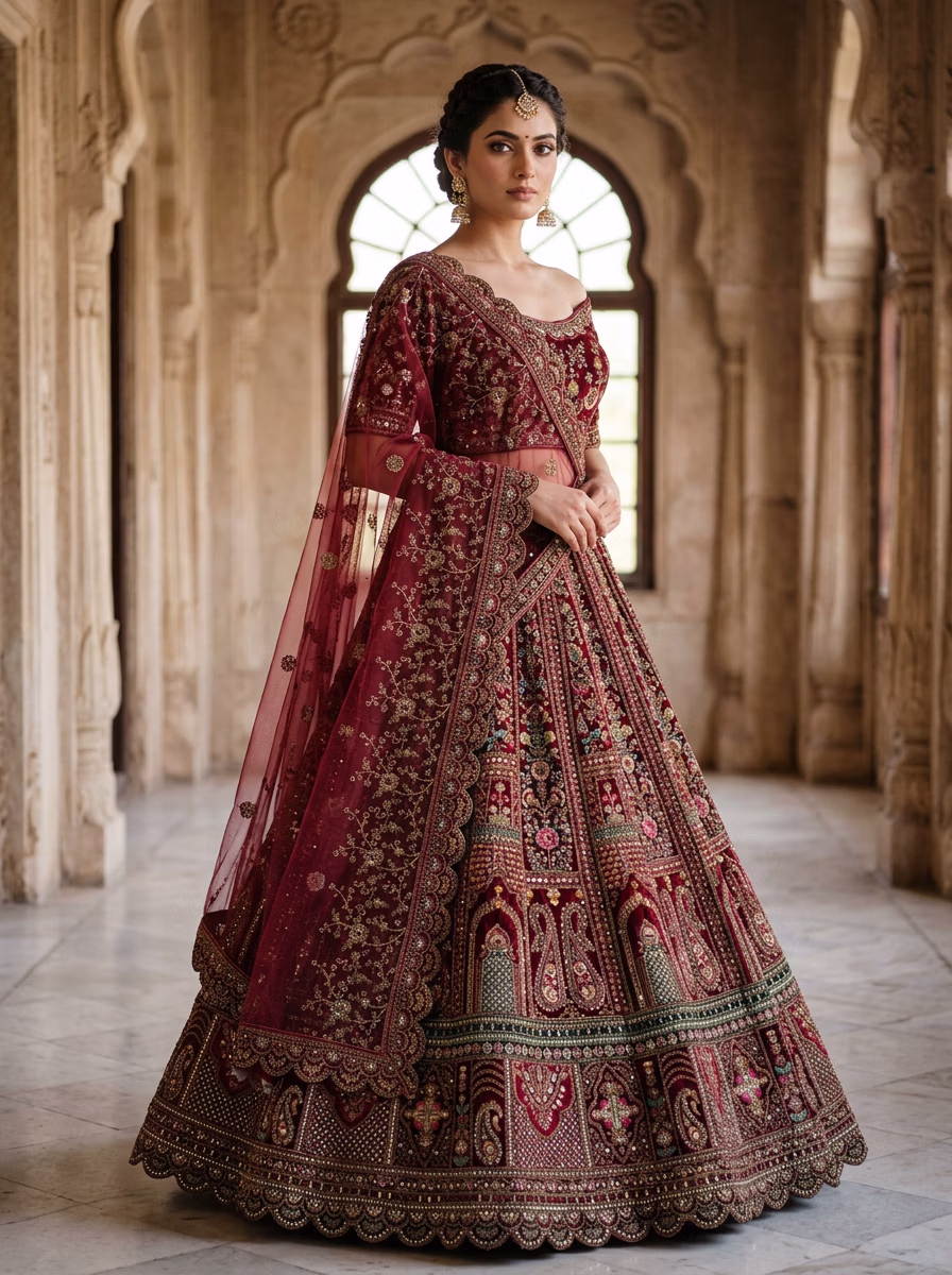 Indian Women's Lehenga Choli AI virtual try-on — Chaniya Choli Wedding Lehenga Choli fashion model photoshoot by VERA Fashion AI