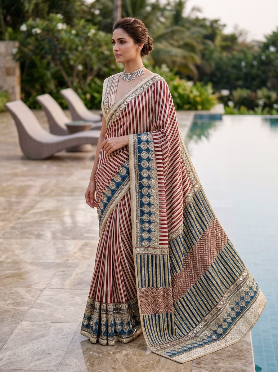 Indian Women's Saree AI virtual try-on — Saree fashion model photoshoot by VERA Fashion AI
