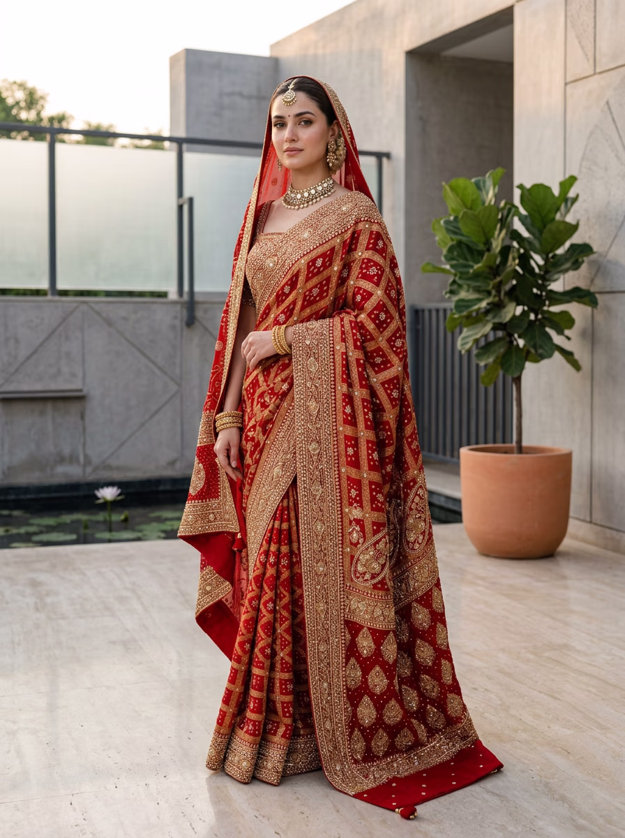Indian Women's Saree AI virtual try-on — Saree fashion model photoshoot by VERA Fashion AI