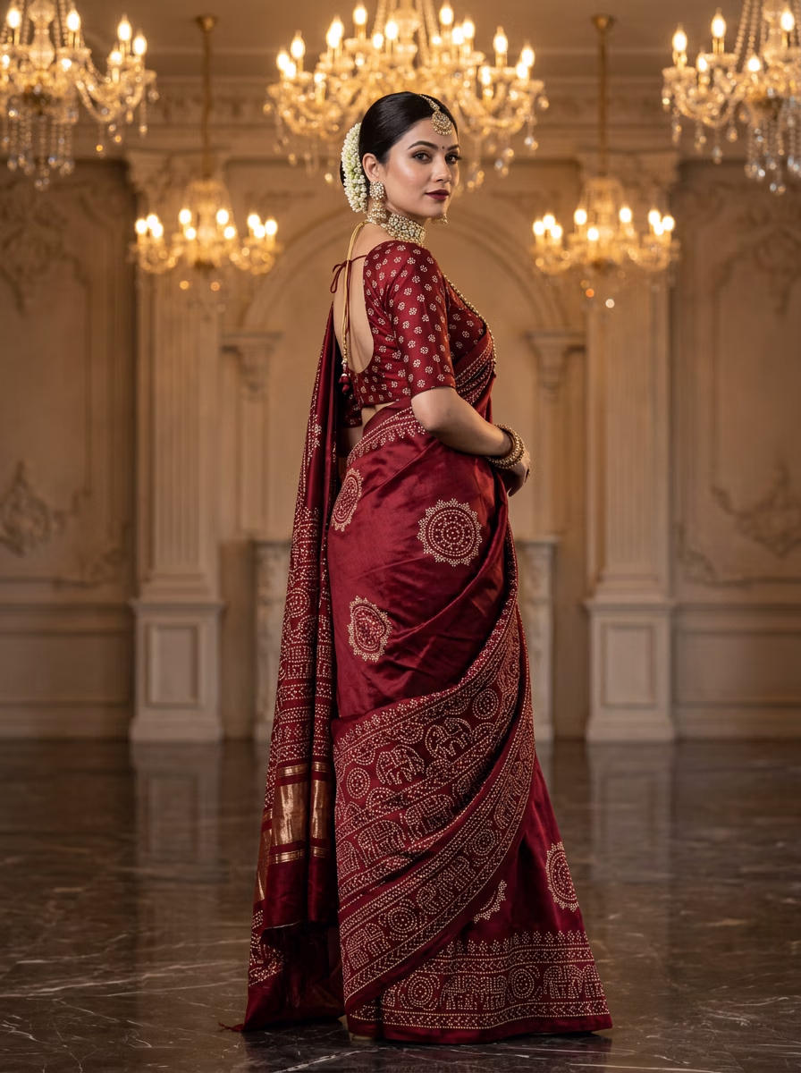 Indian Women's Saree AI virtual try-on — Saree fashion model photoshoot by VERA Fashion AI