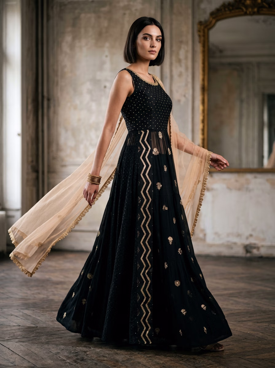 Indian Women's Sharara Garara AI virtual try-on — Sarara Gararra Indian Pakistani Tradtional fashion model photoshoot by VERA Fashion AI