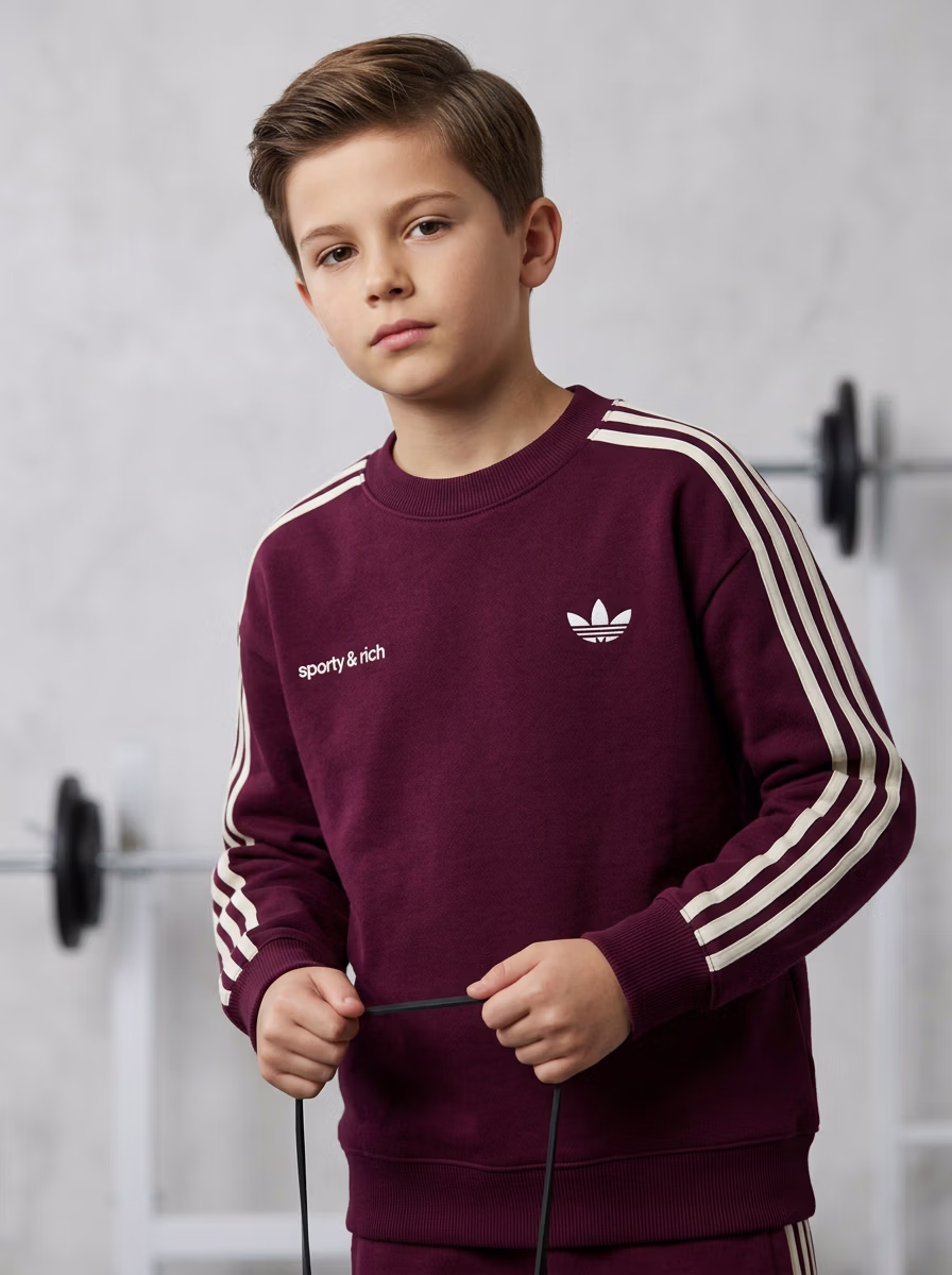 Boys' Top Wear AI virtual try-on — Kids Boys Long Sleeve Sweat Shirts fashion model photoshoot by VERA Fashion AI