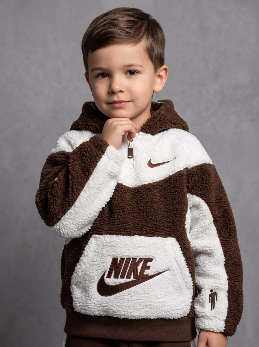 Boys' Top Wear AI virtual try-on — Kids Boys Winter Jacker fashion model photoshoot by VERA Fashion AI