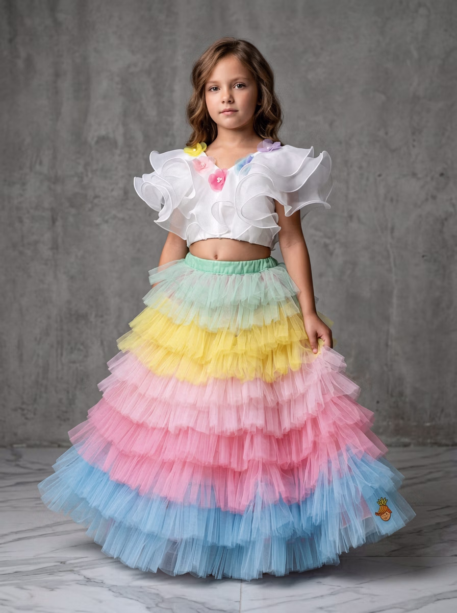 Girls' Wear AI virtual try-on — Kids Girls Scurrts Top fashion model photoshoot by VERA Fashion AI