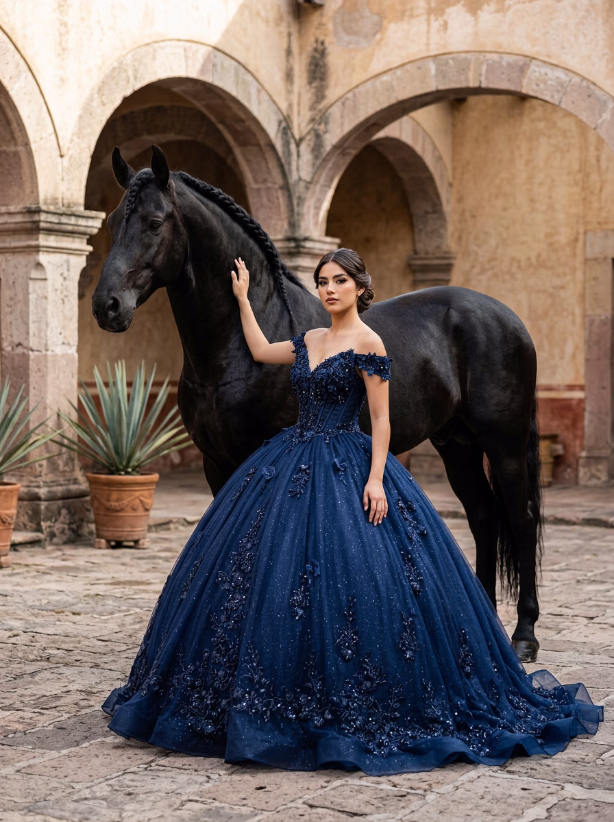 Mexican Quinceañera AI fashion photoshoot and virtual try-on gallery