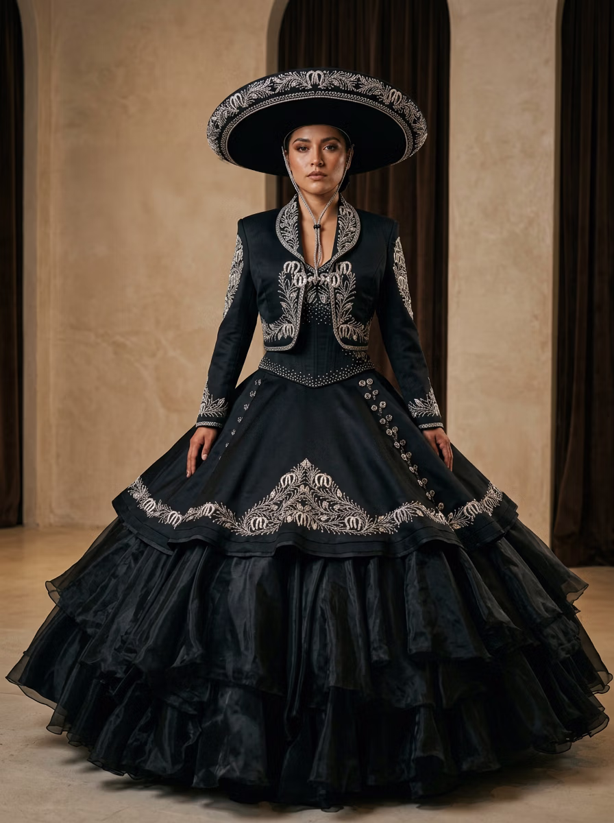 Mexican Ethnic Traditional Wear AI virtual try-on — Mexican Ethnic Traditional China Poblana Womens fashion model photoshoot by VERA Fashion AI