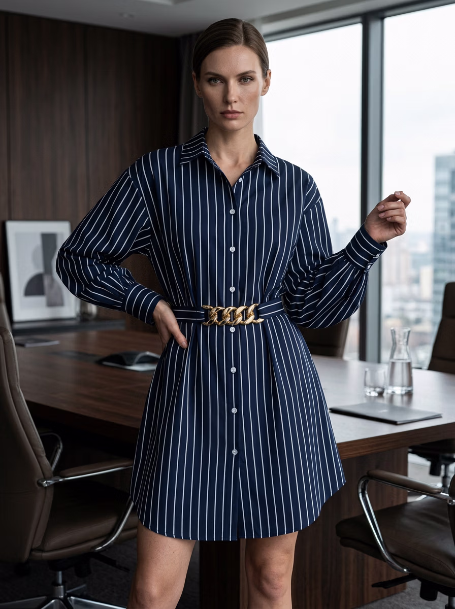 Office Wear AI virtual try-on — Business Corporate Office Woman fashion model photoshoot by VERA Fashion AI