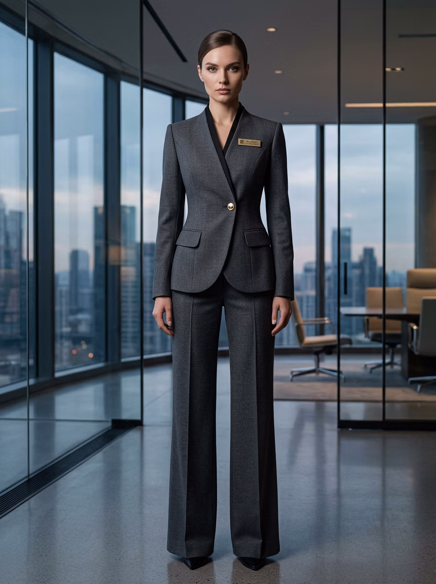 Suit and Tuxedo Suit AI virtual try-on — Professional Suit Business Woman fashion model photoshoot by VERA Fashion AI