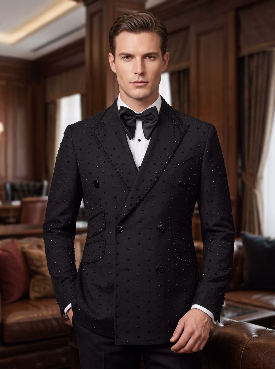 Suit and Tuxedo Suit AI virtual try-on — Professional Tuxedo Suit Business Man fashion model photoshoot by VERA Fashion AI