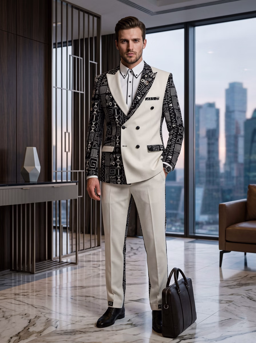 Suit and Tuxedo Suit AI virtual try-on — Professional Tuxedo Suit Business Man fashion model photoshoot by VERA Fashion AI