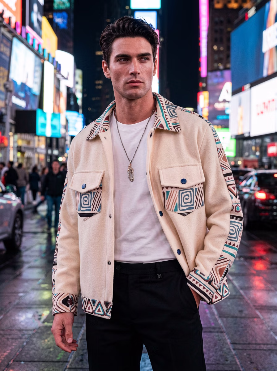 Men's Jacket for Men AI virtual try-on — Casual Jacket Fo Men fashion model photoshoot by VERA Fashion AI