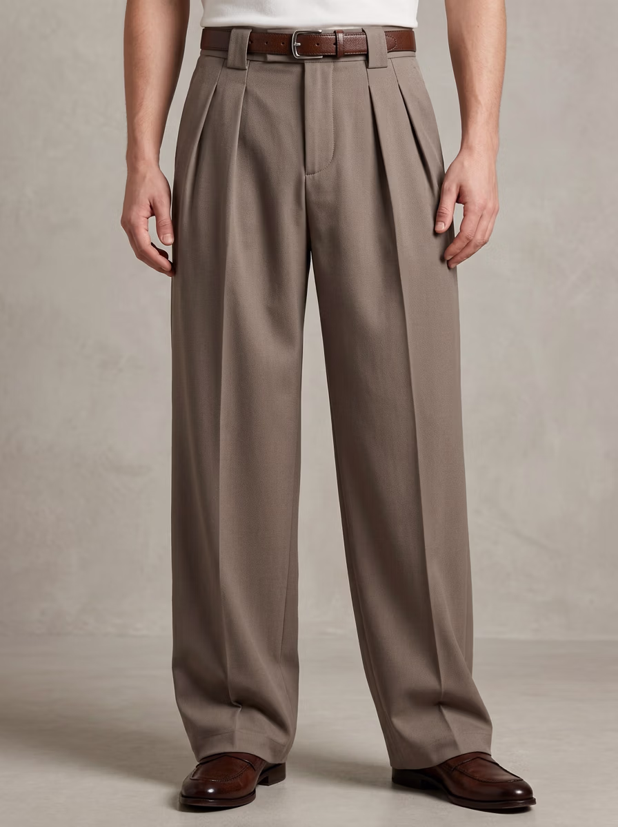 Men's Pants for Men AI virtual try-on — Trauser Cotton Office Pant Man fashion model photoshoot by VERA Fashion AI
