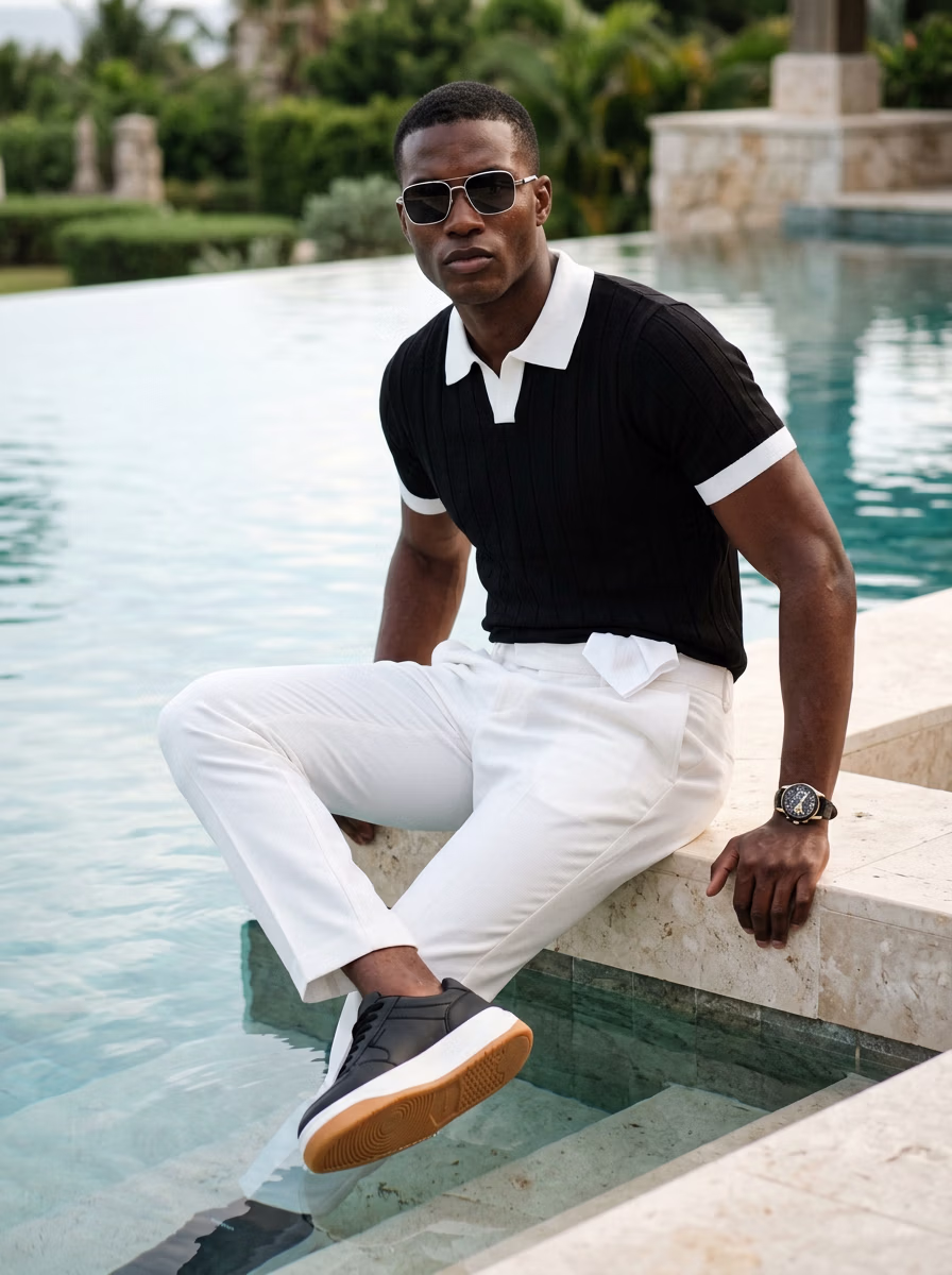 Men's Polo T-Shirts for Men AI virtual try-on — Professional Casual Western Polo Tshits Man fashion model photoshoot by VERA Fashion AI