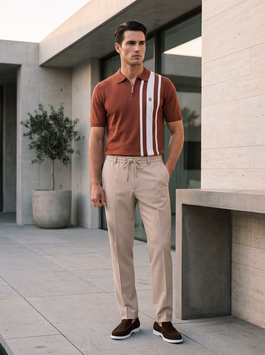 Men's Polo T-Shirts for Men AI virtual try-on — Professional Casual Wwestern Polo Tshits Man fashion model photoshoot by VERA Fashion AI