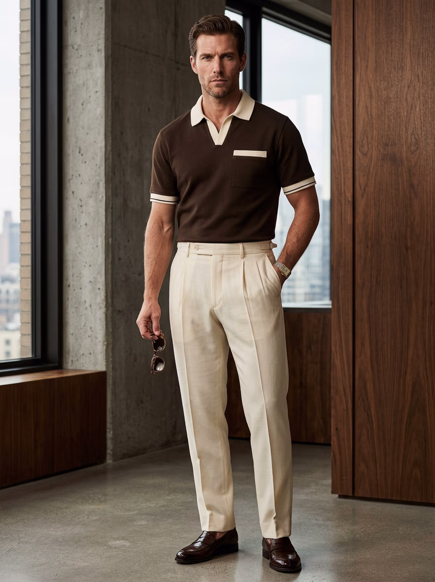 Men's Polo T-Shirts for Men AI virtual try-on — Professional Casual Wwestern Polo Tshits Man fashion model photoshoot by VERA Fashion AI