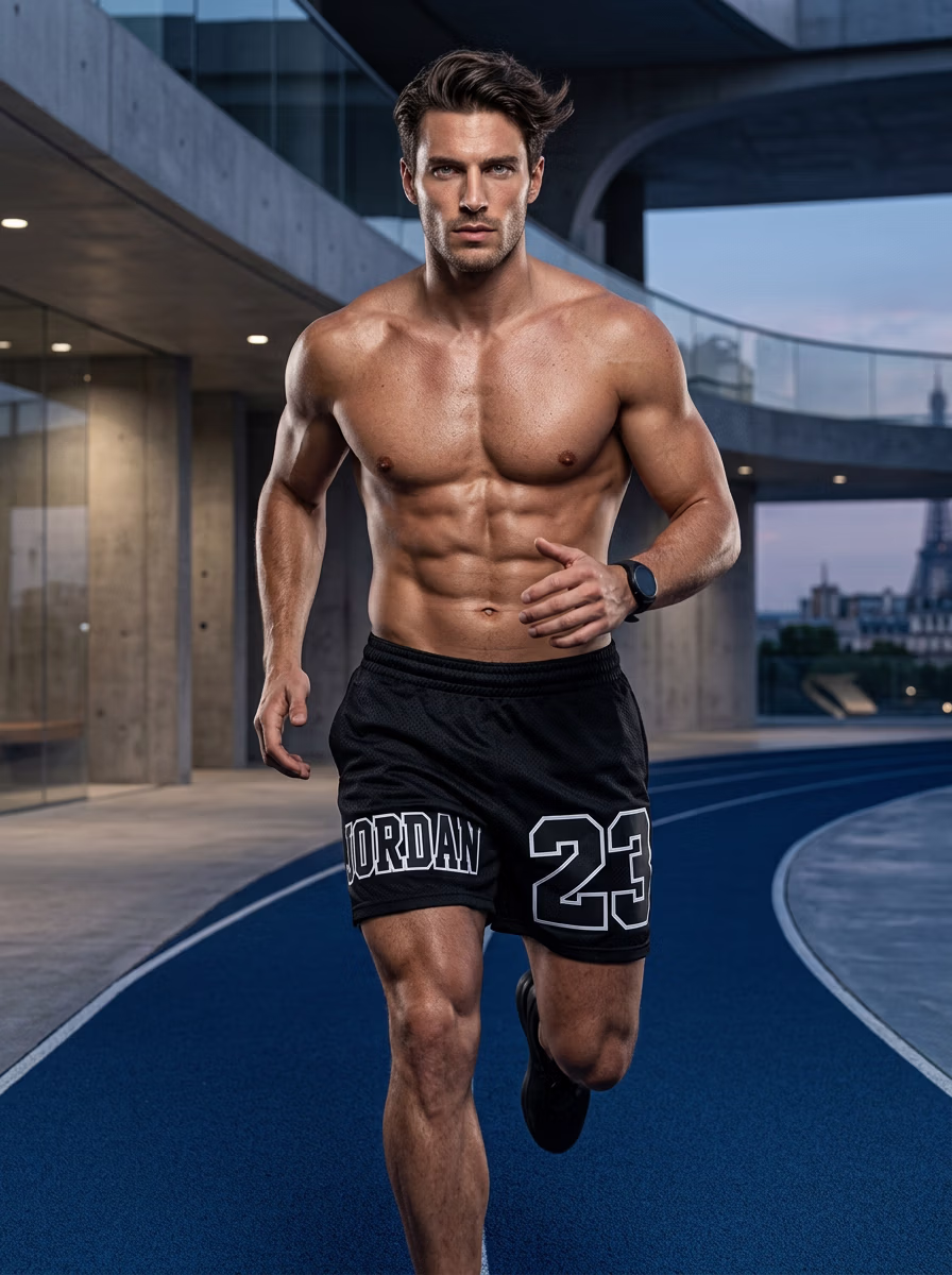 Men's Shorts for Men AI virtual try-on — Jeans Shots Man fashion model photoshoot by VERA Fashion AI