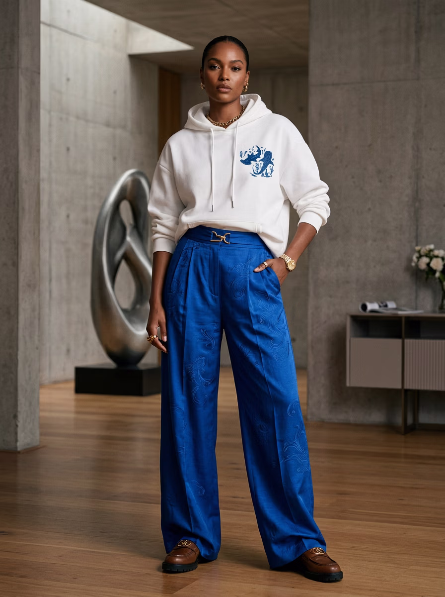 Women's Hoodie AI virtual try-on — Women Printed Hoodies fashion model photoshoot by VERA Fashion AI
