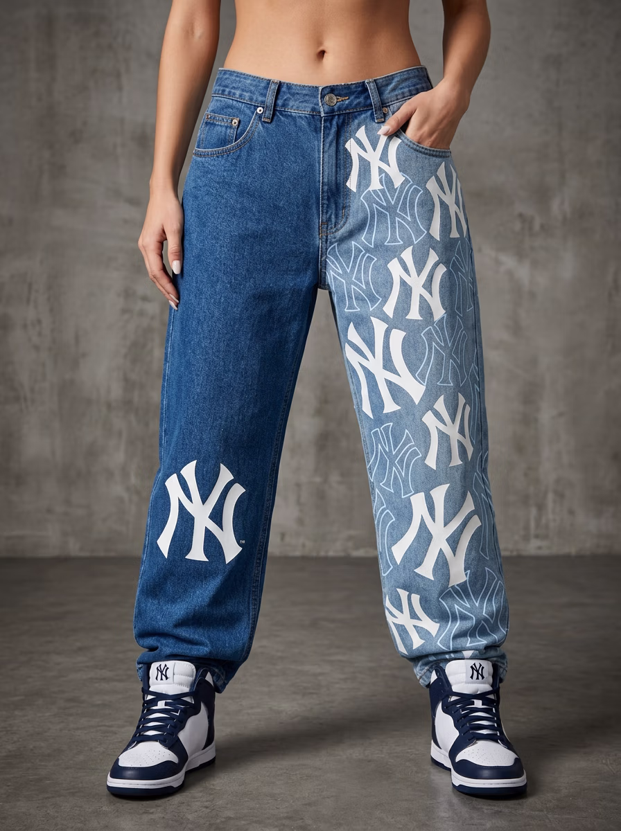 Women's Pants AI virtual try-on — Women's Jeans Denim Pants fashion model photoshoot by VERA Fashion AI