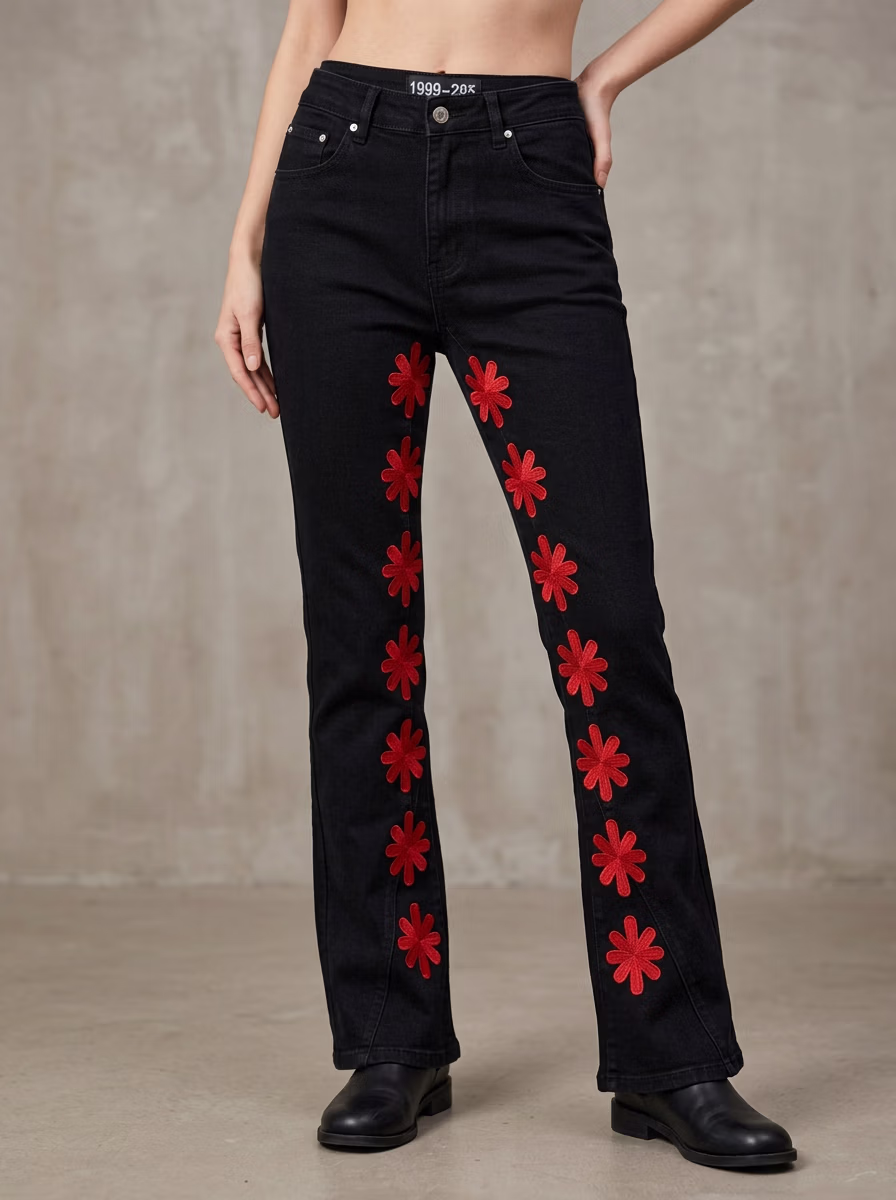 Women's Pants AI virtual try-on — Women's Jeans Denim Pants fashion model photoshoot by VERA Fashion AI
