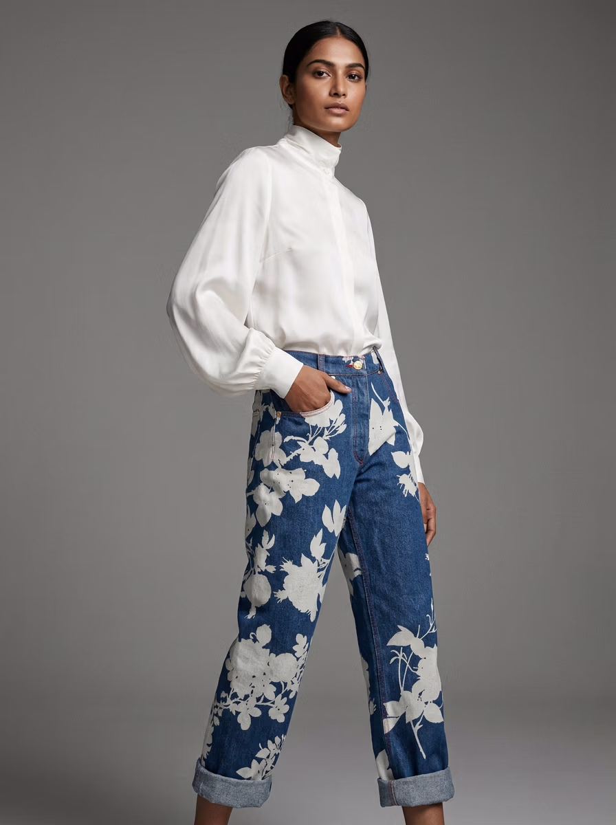 Women's Pants AI virtual try-on — Women's Jeans Denim Pants fashion model photoshoot by VERA Fashion AI