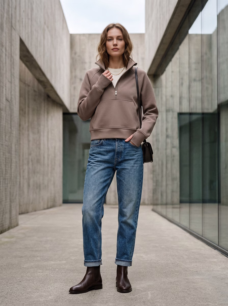 Women's Sweaters and Sweatshirts AI virtual try-on — Women's Sweatshirts Full Sleeve Casual fashion model photoshoot by VERA Fashion AI